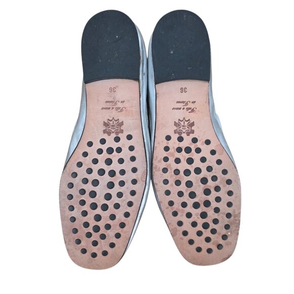 Hollywould Silver Leather Ballet Flats Anklewrap Ribbon 36 6 - Picture 5 of 5